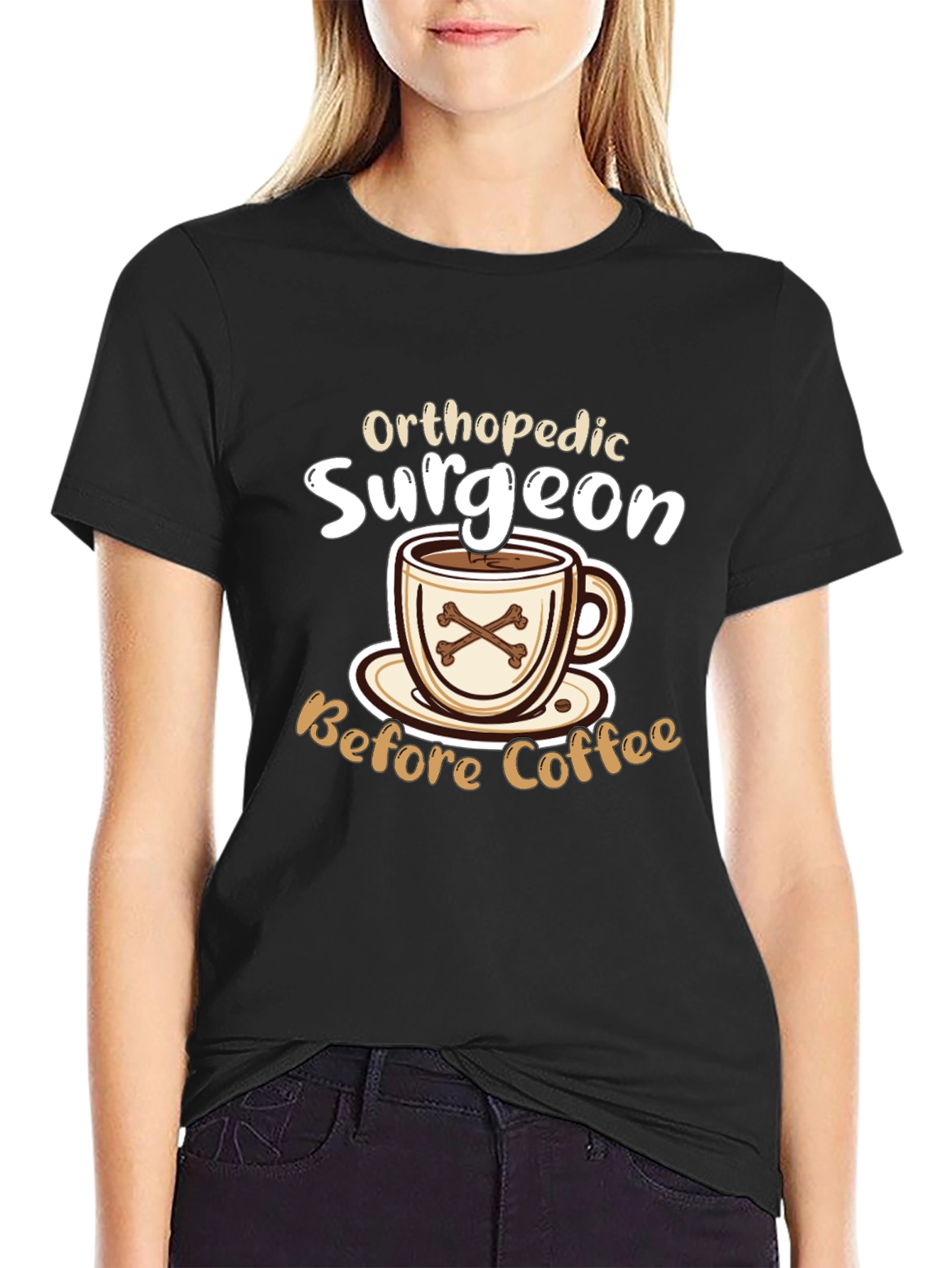 Black Orthopedic Surgeon Coffee T-Shirt view 2