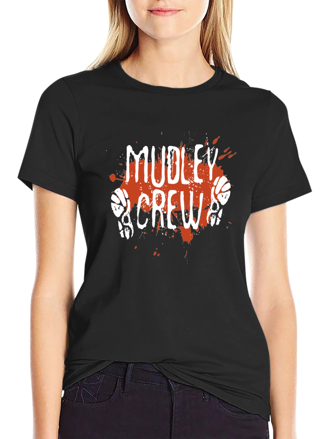 Black Mudley Crew Graphic T-Shirt - Basketball Skull Design view 2