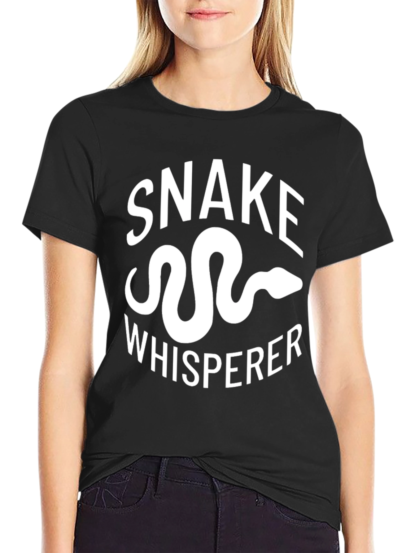 Black Snake Whisperer Graphic Tee - Black Cotton T-Shirt view 2
