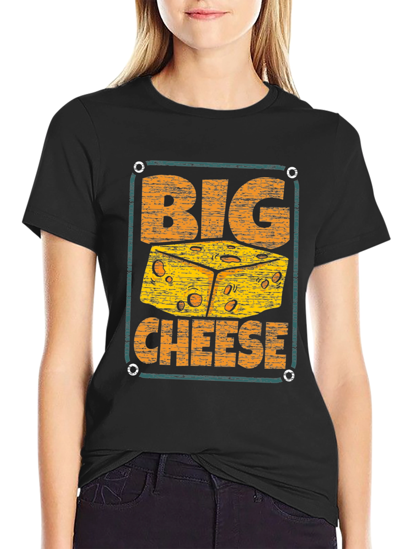Black Big Cheese Graphic T-Shirt - Novelty Tee view 2