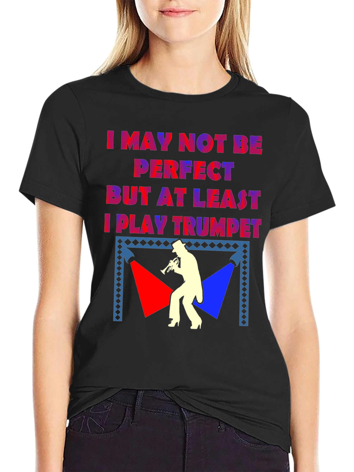 Black I Play Trumpet T-Shirt - Musician Humor Tee view 2