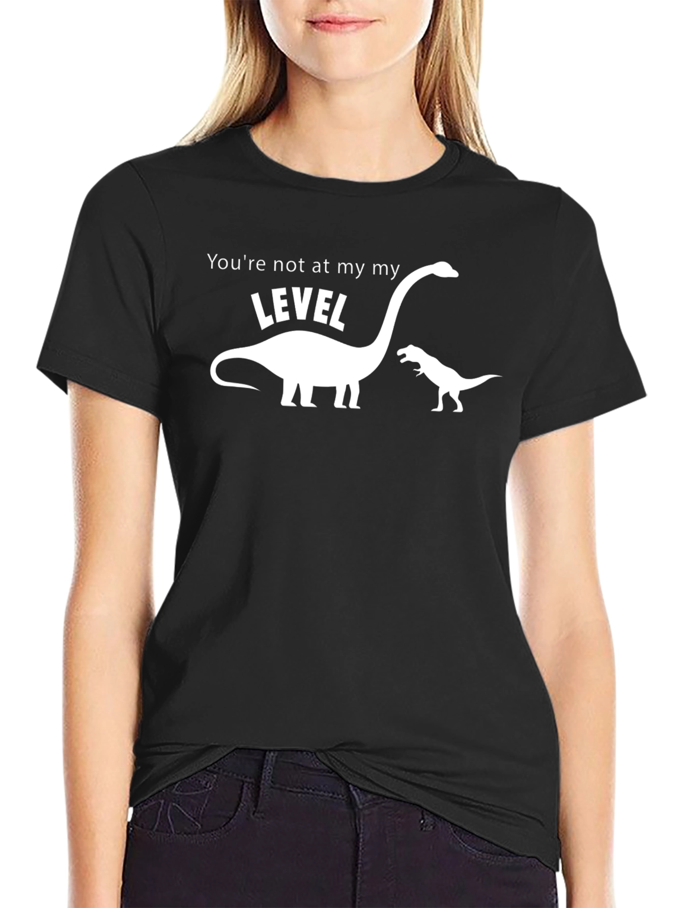 Black You're Not At My Level Dinosaur Graphic Tee view 2