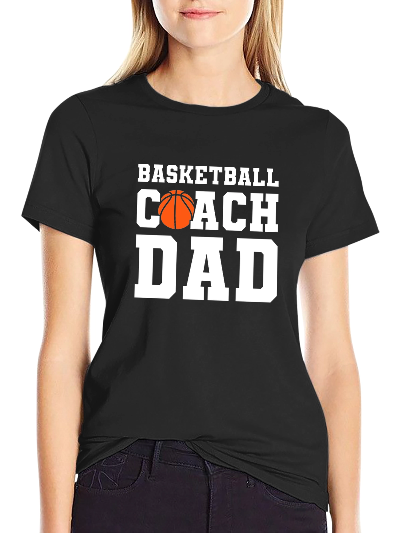 Black Basketball Coach Dad Graphic T-Shirt view 2