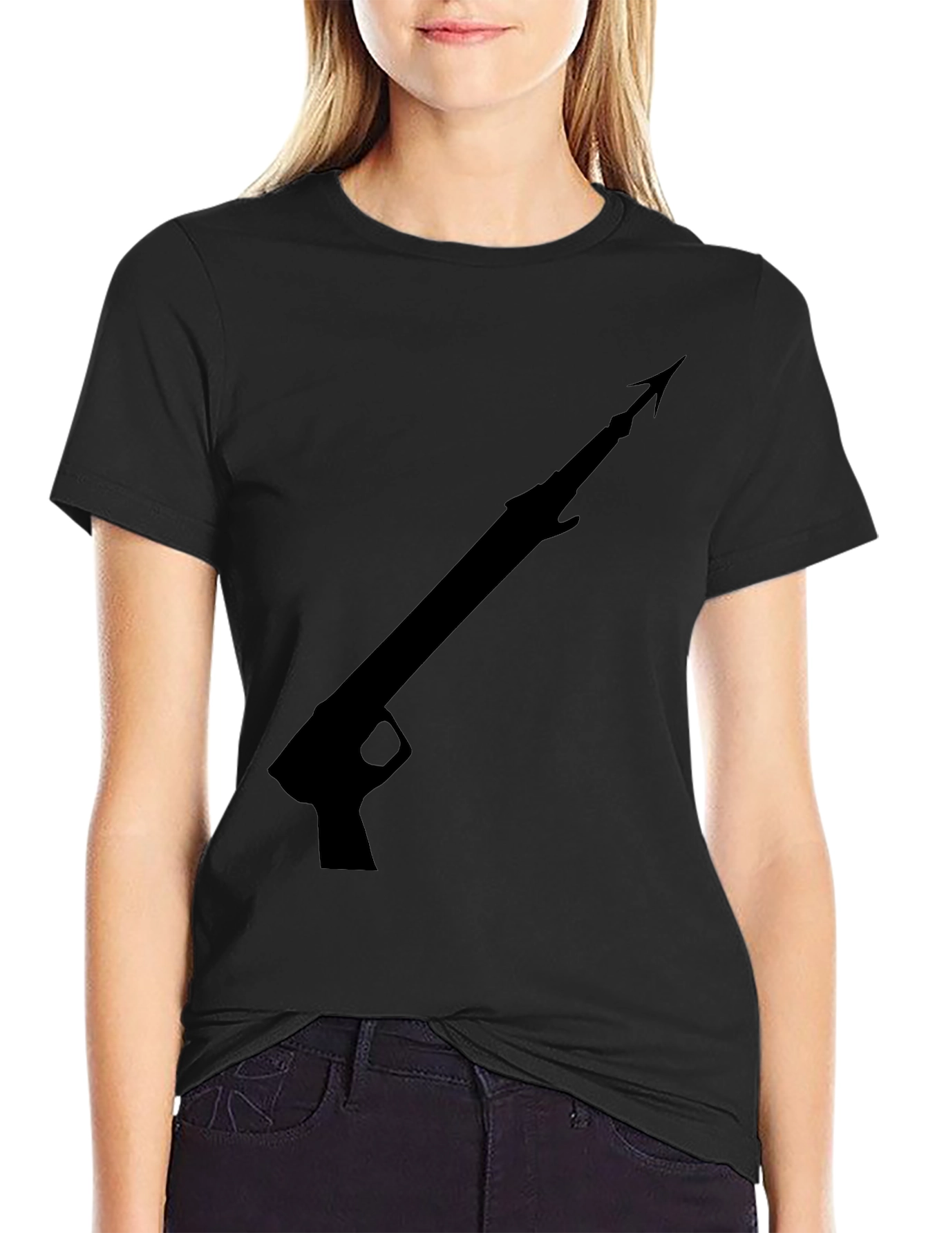 Black Speargun Graphic Tee - Black Cotton T-Shirt view 2