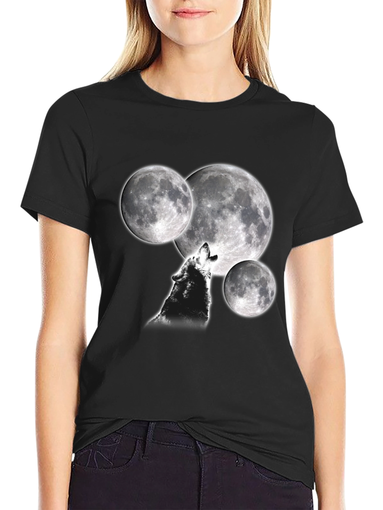 Black Wolf Moon T-Shirt - Black view 2