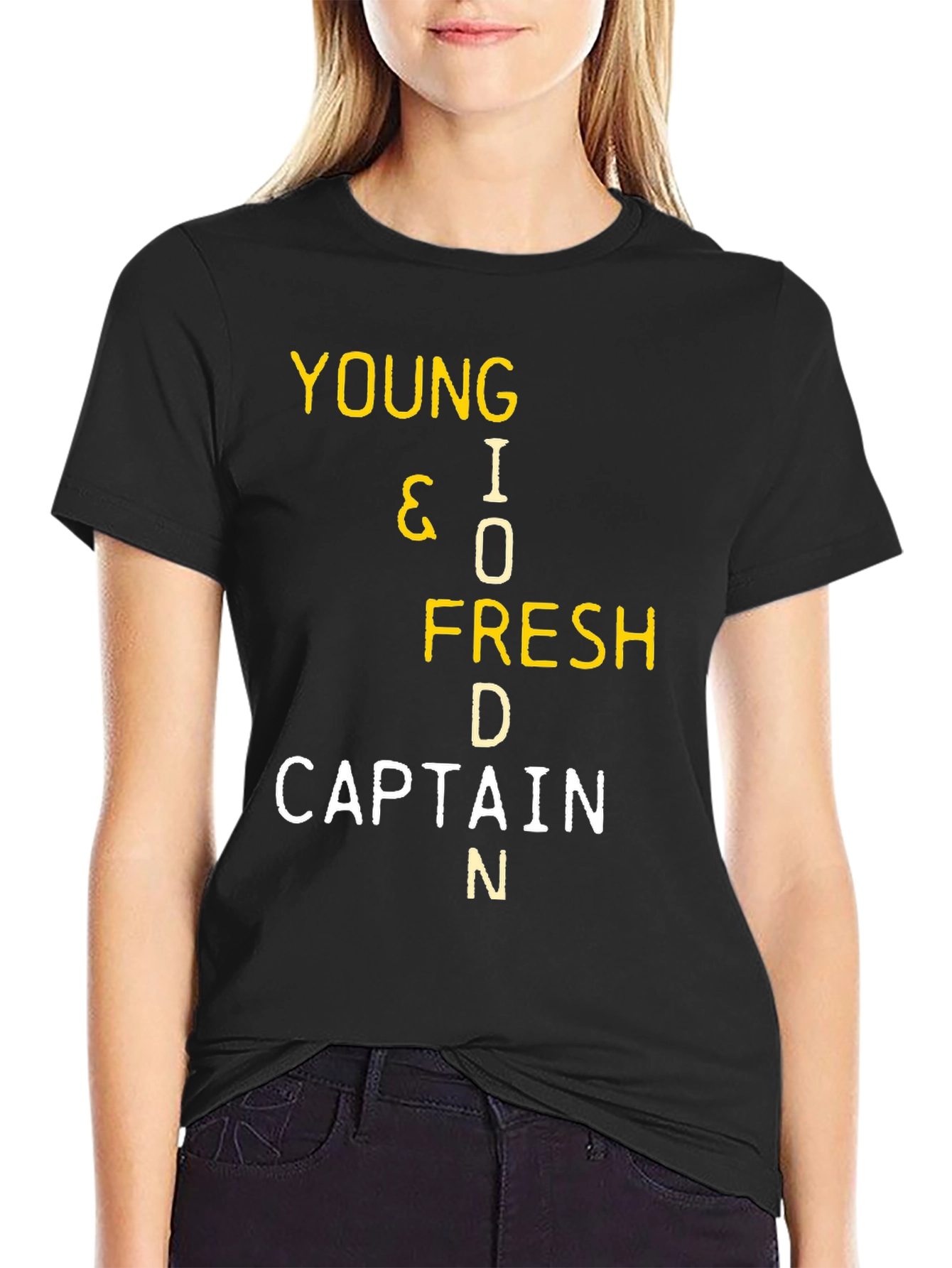 Black Young I O Fresh D Captain N Graphic T-Shirt view 2