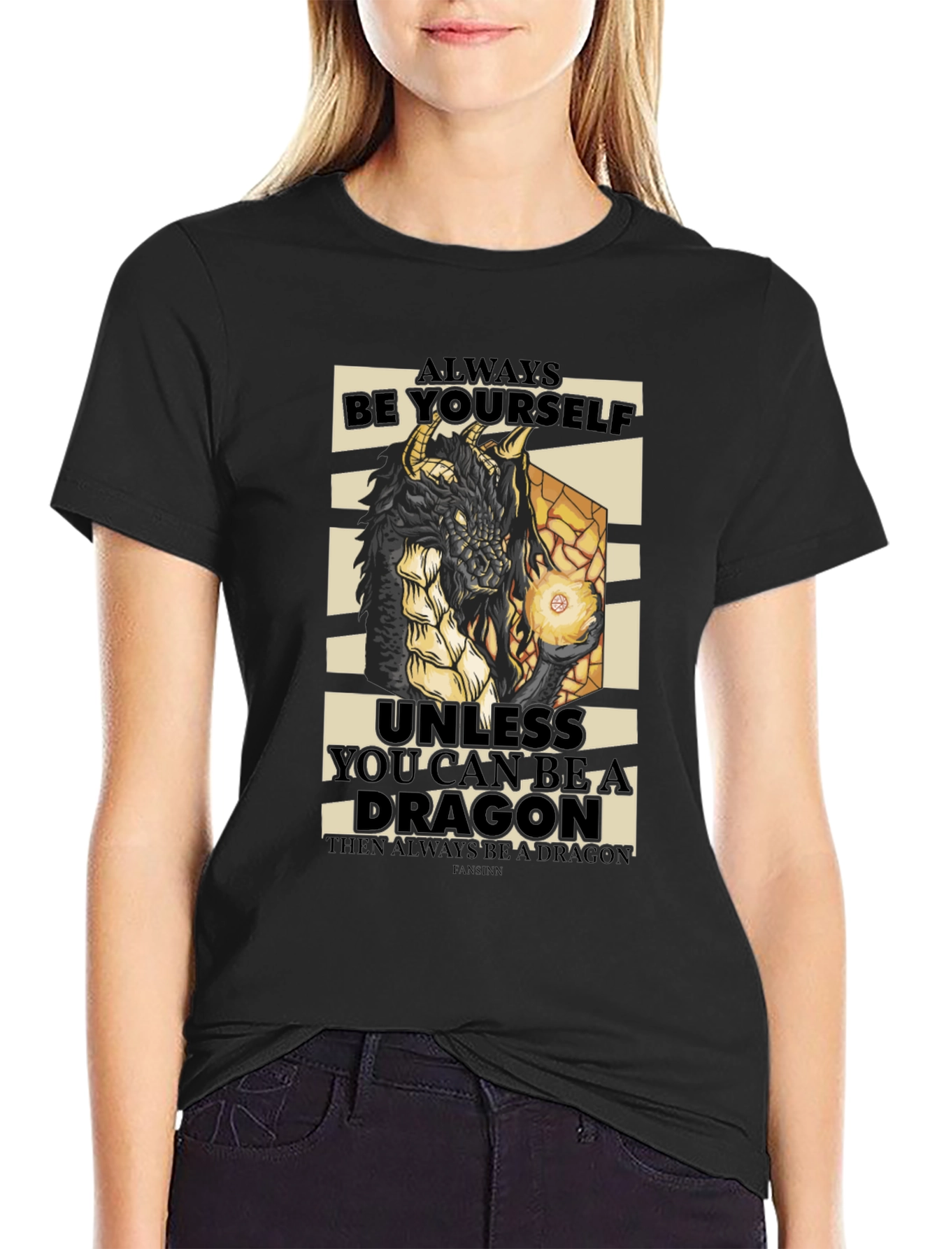 Black Dragon Graphic Tee - Always Be Yourself T-Shirt view 2