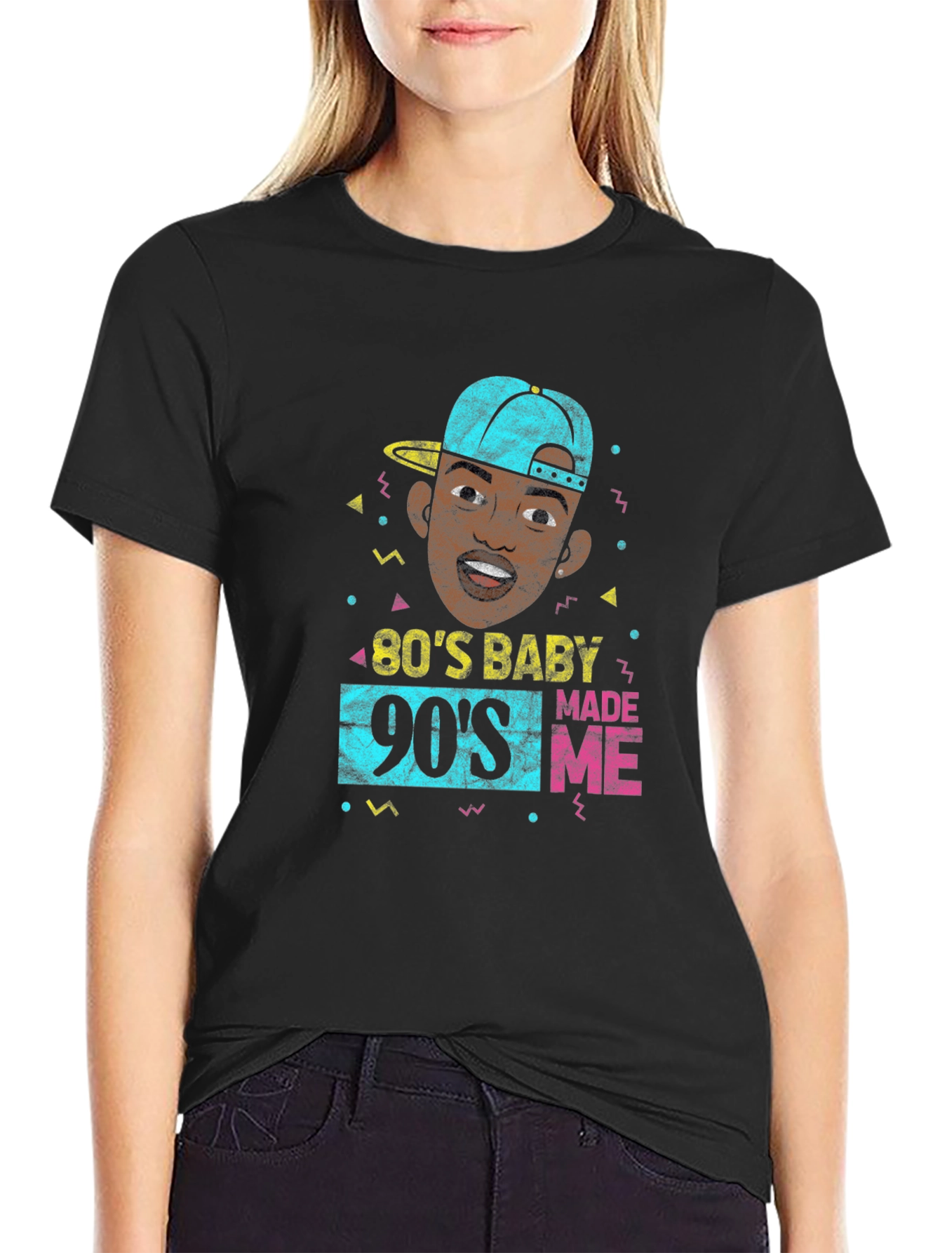 Black 80's Baby, 90's Made Me Black Graphic Tee view 2