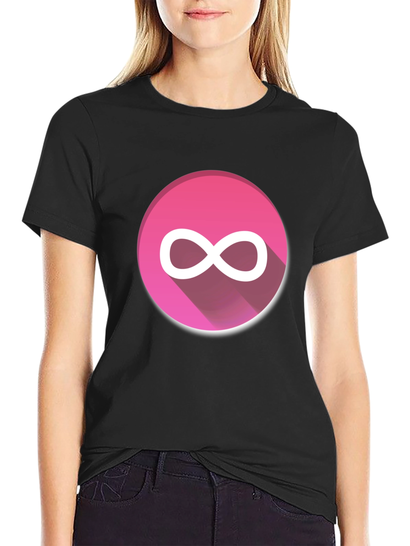 Black Pink Infinity Symbol Graphic Tee - Black view 2