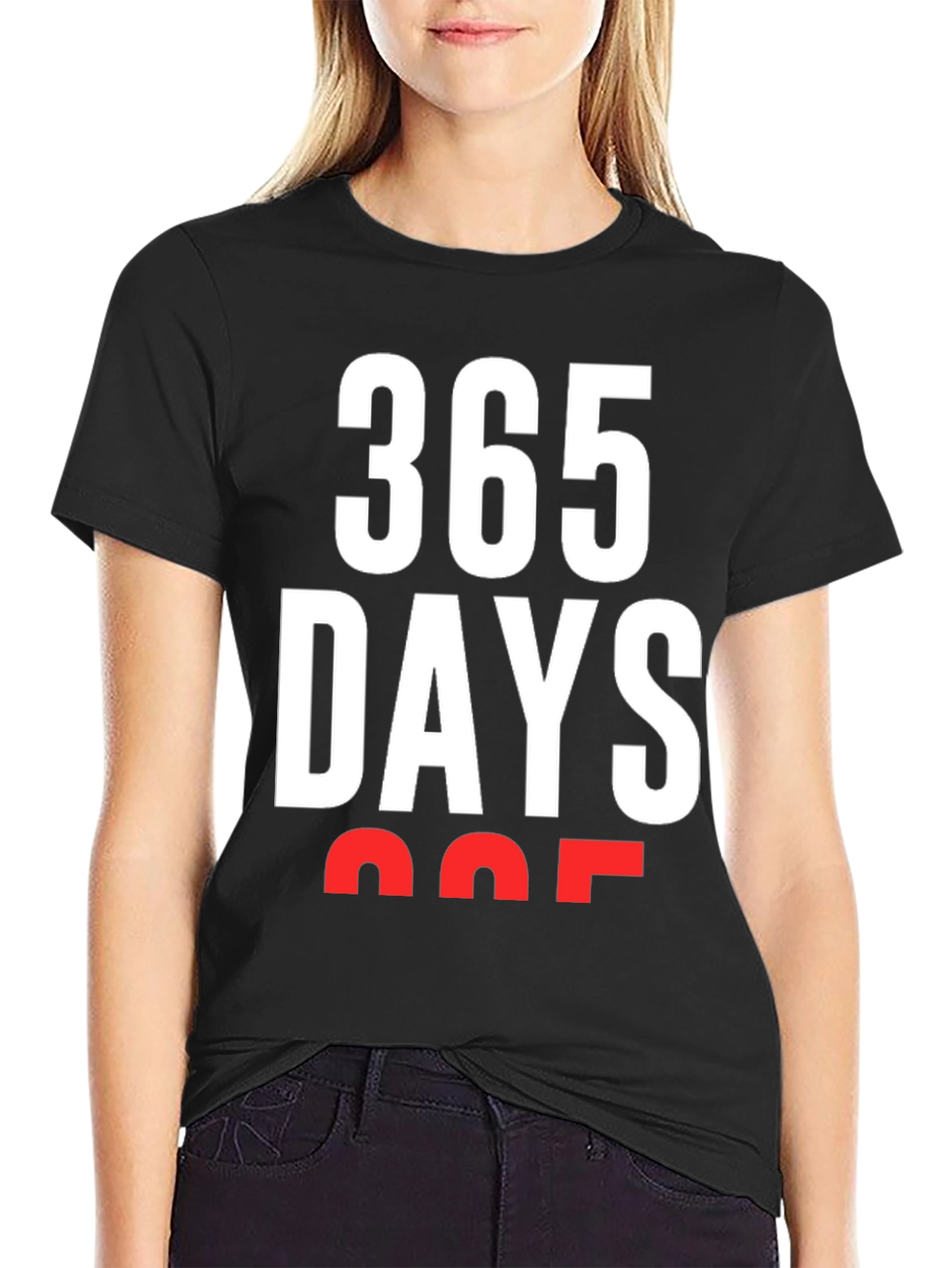 Black 365 Days T-Shirt - Bold Graphic Tee view 2