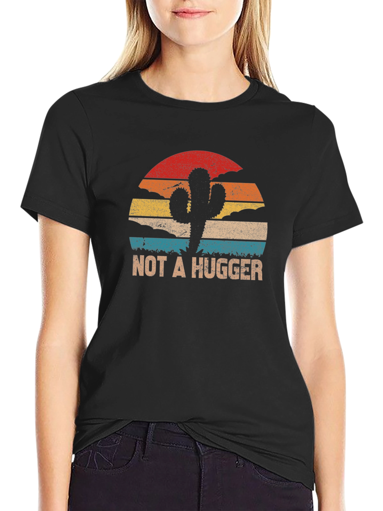 Black Not A Hugger Cactus Graphic Tee view 2