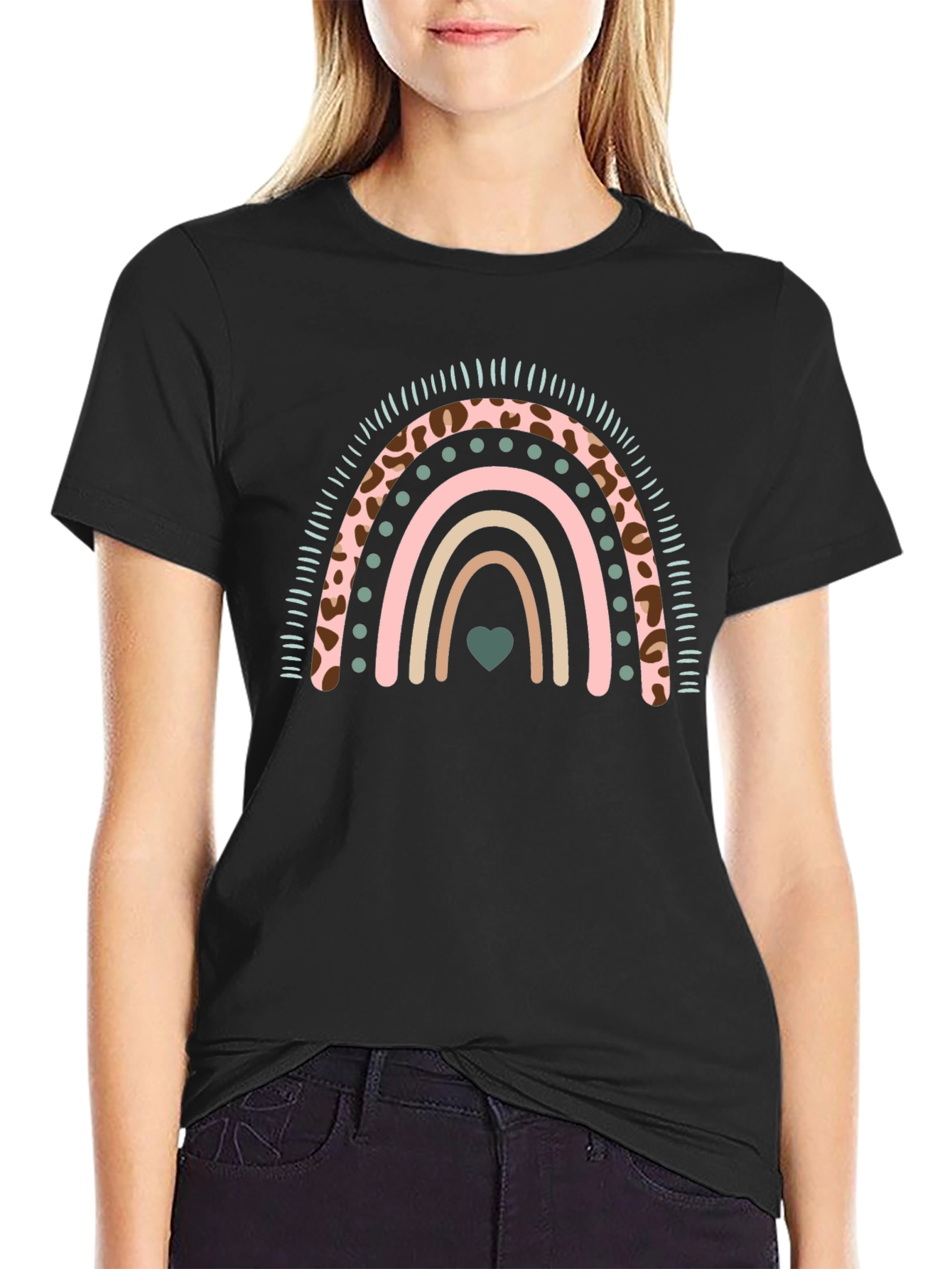 Black Rainbow Heart Graphic Tee view 2