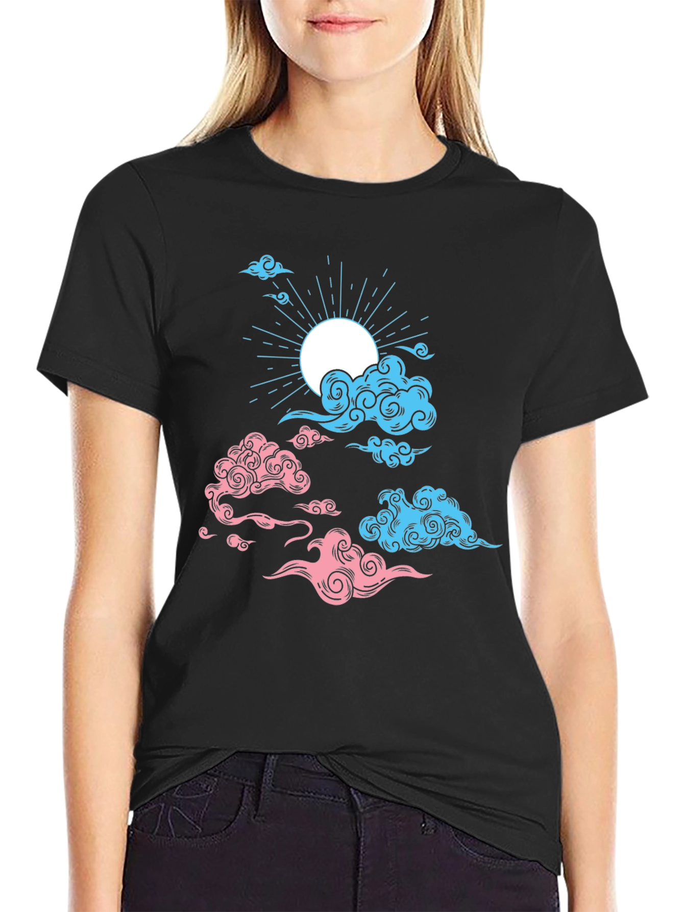 Black Trans Pride Clouds T-Shirt - Stylish & Supportive Apparel view 2