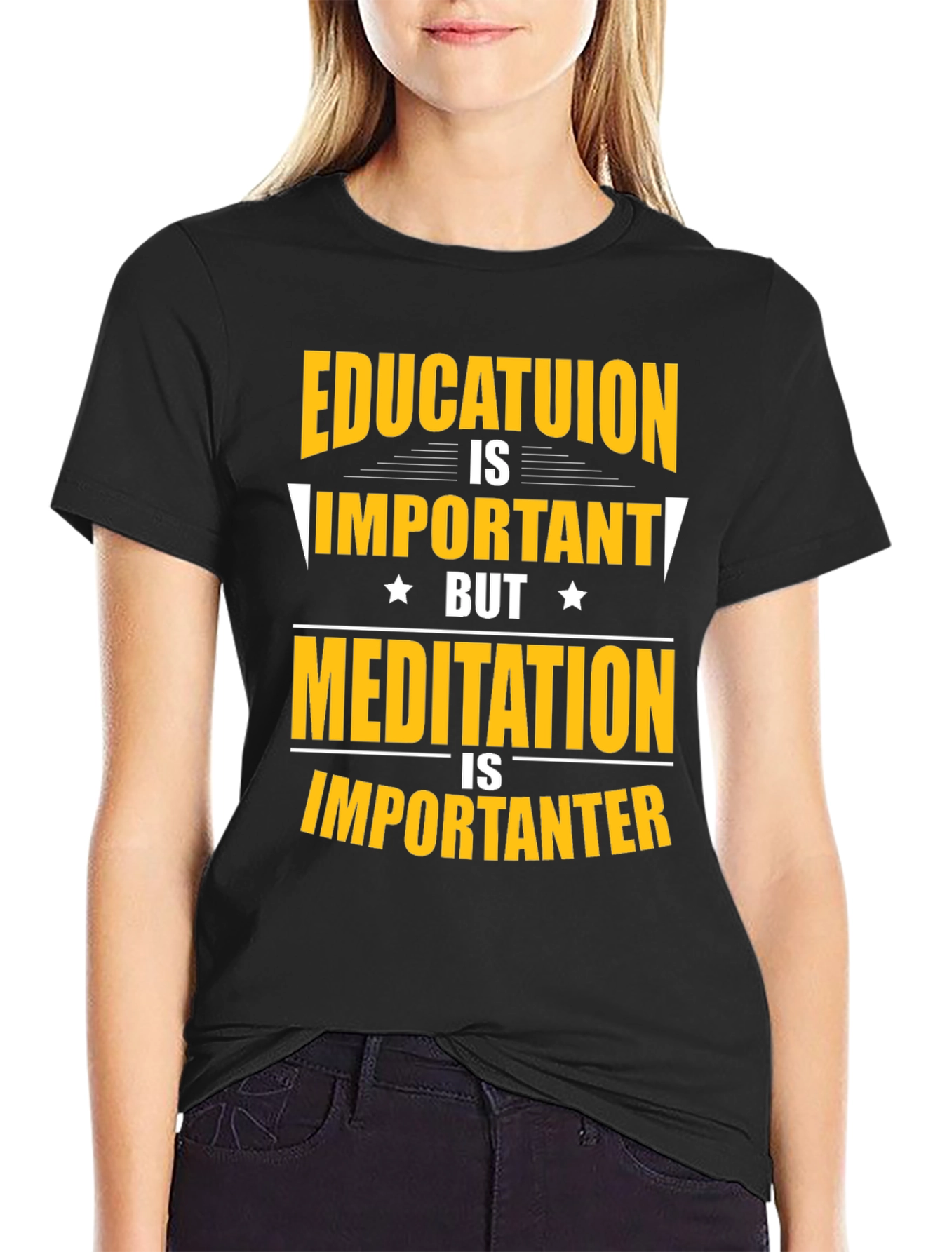 Black Education vs Meditation T-Shirt view 2