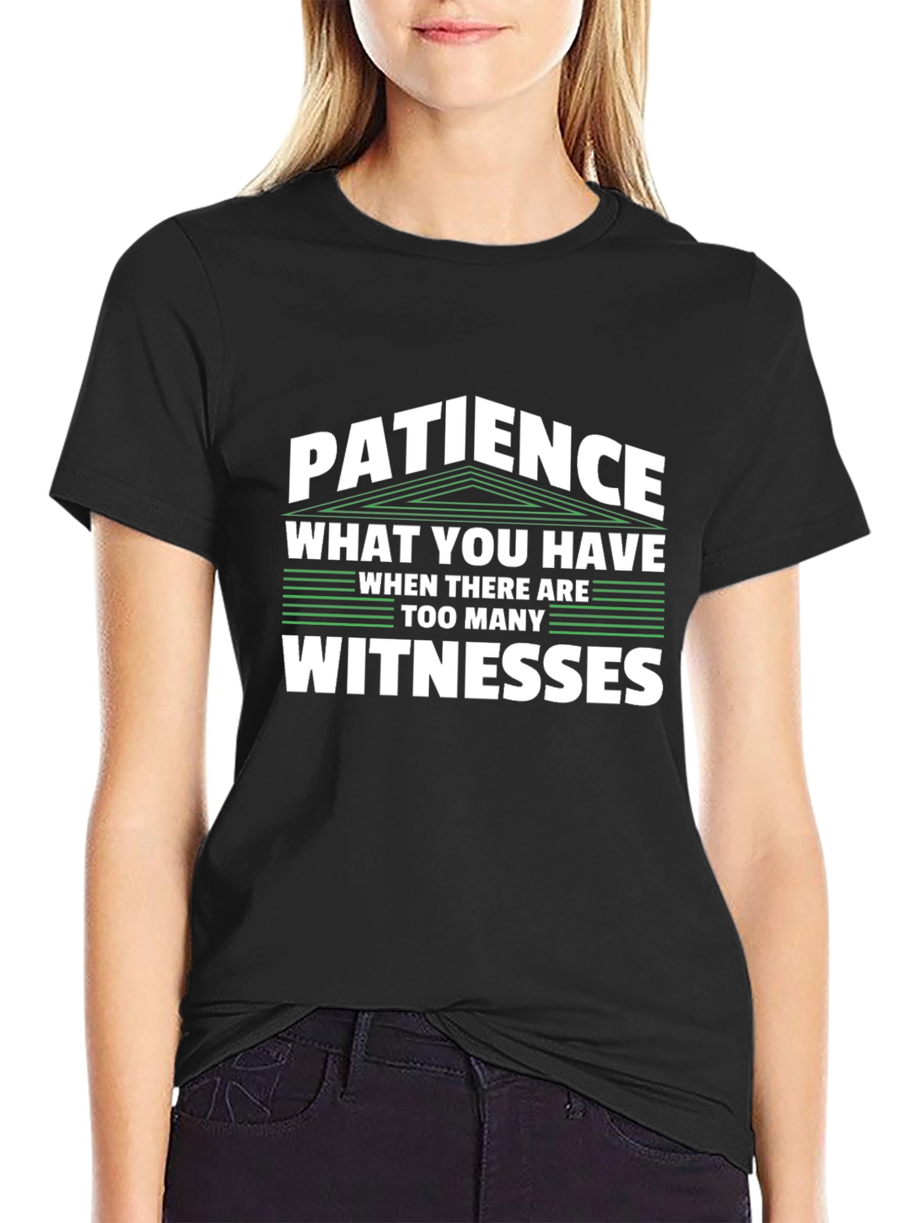 Black Patience Funny Sarcastic T-Shirt view 2