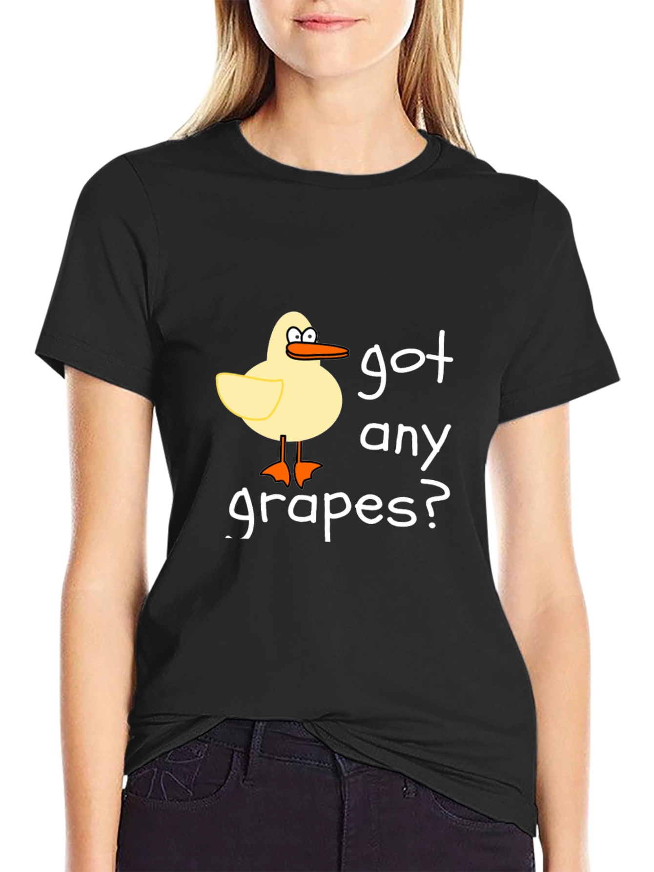 Black Got Any Grapes? Black Crew Neck T-Shirt view 2
