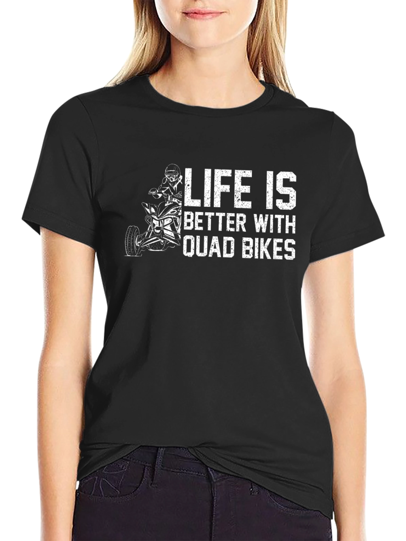 Black Life is Better With Quad Bikes Black T-Shirt view 2
