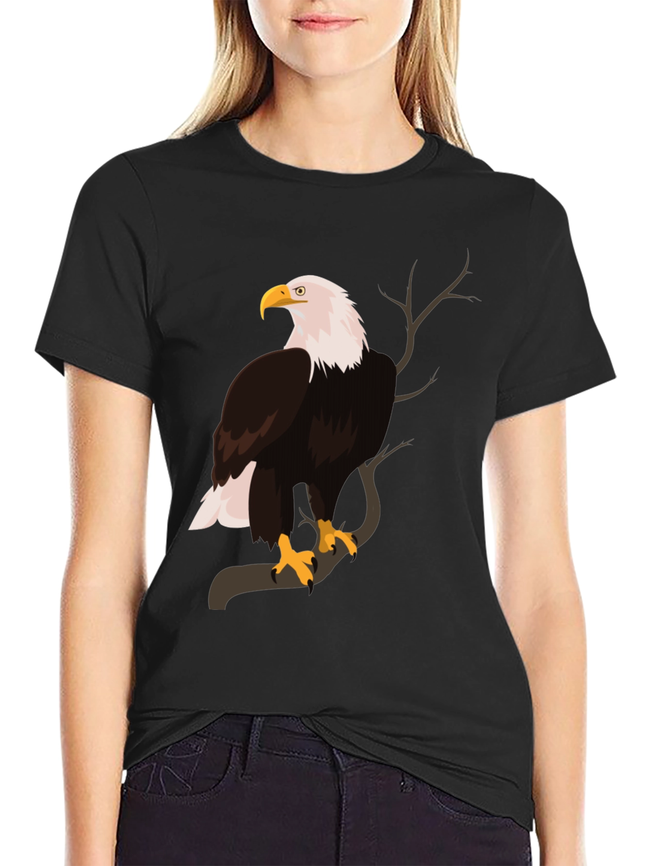Black Bald Eagle Graphic Print T-Shirt view 2