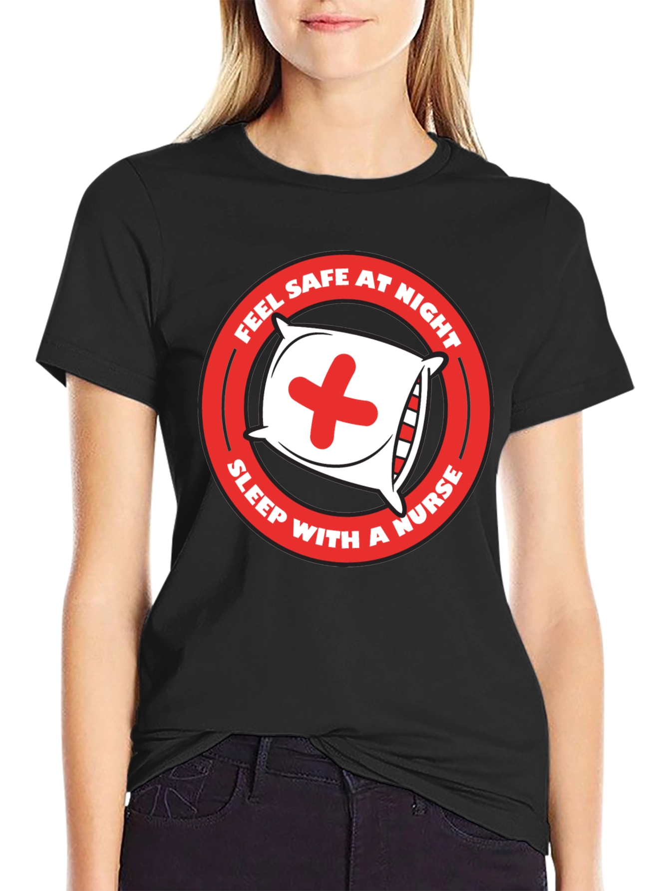Black Sleep with a Nurse T-Shirt - Feel Safe at Night view 2