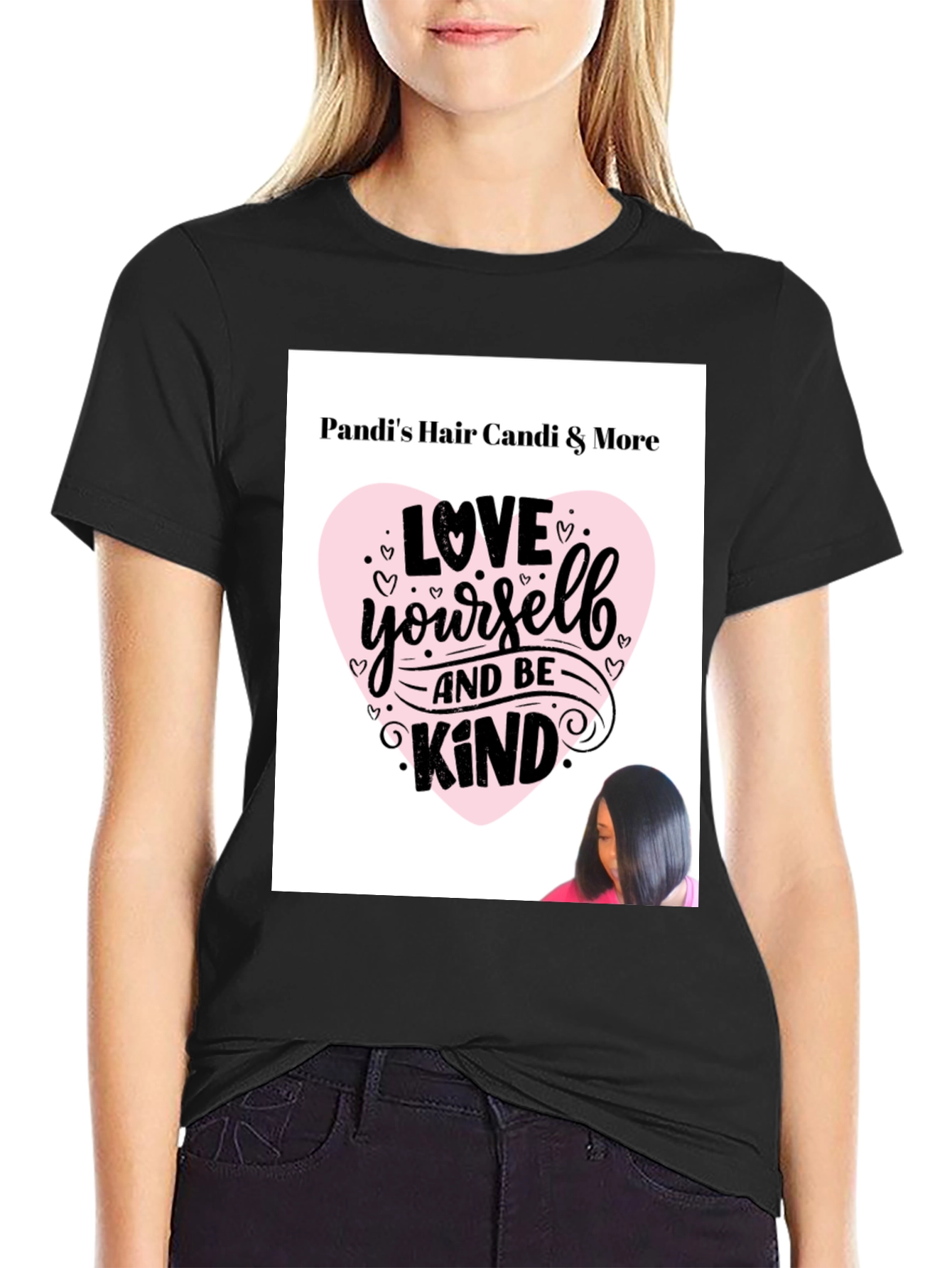 Black Pandi's Hair Candi & More 'Love Yourself and Be Kind' Graphic T-Shirt view 2