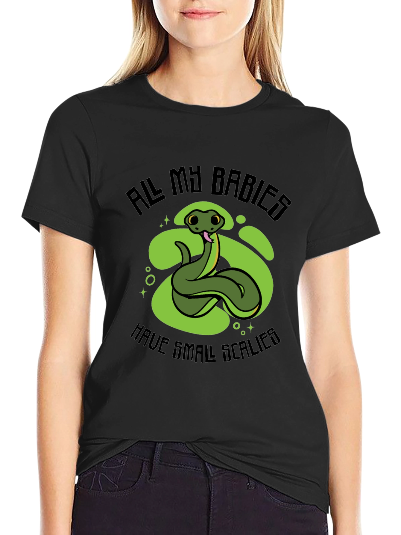 Black Snake Babies T-Shirt - Small Scalies Design view 2
