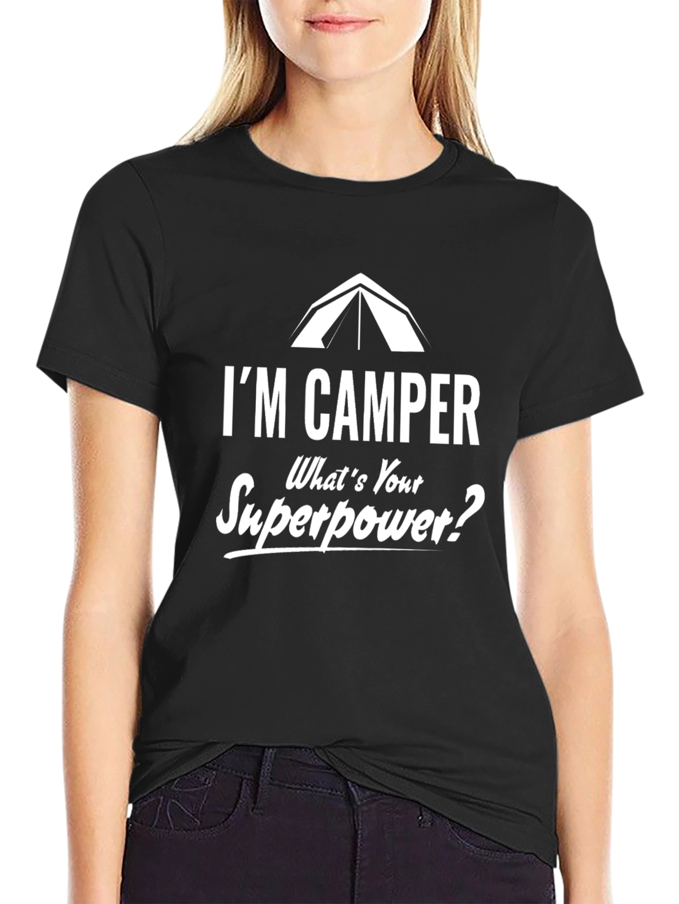 Black I'm Camper What's Your Superpower? Graphic Tee view 2