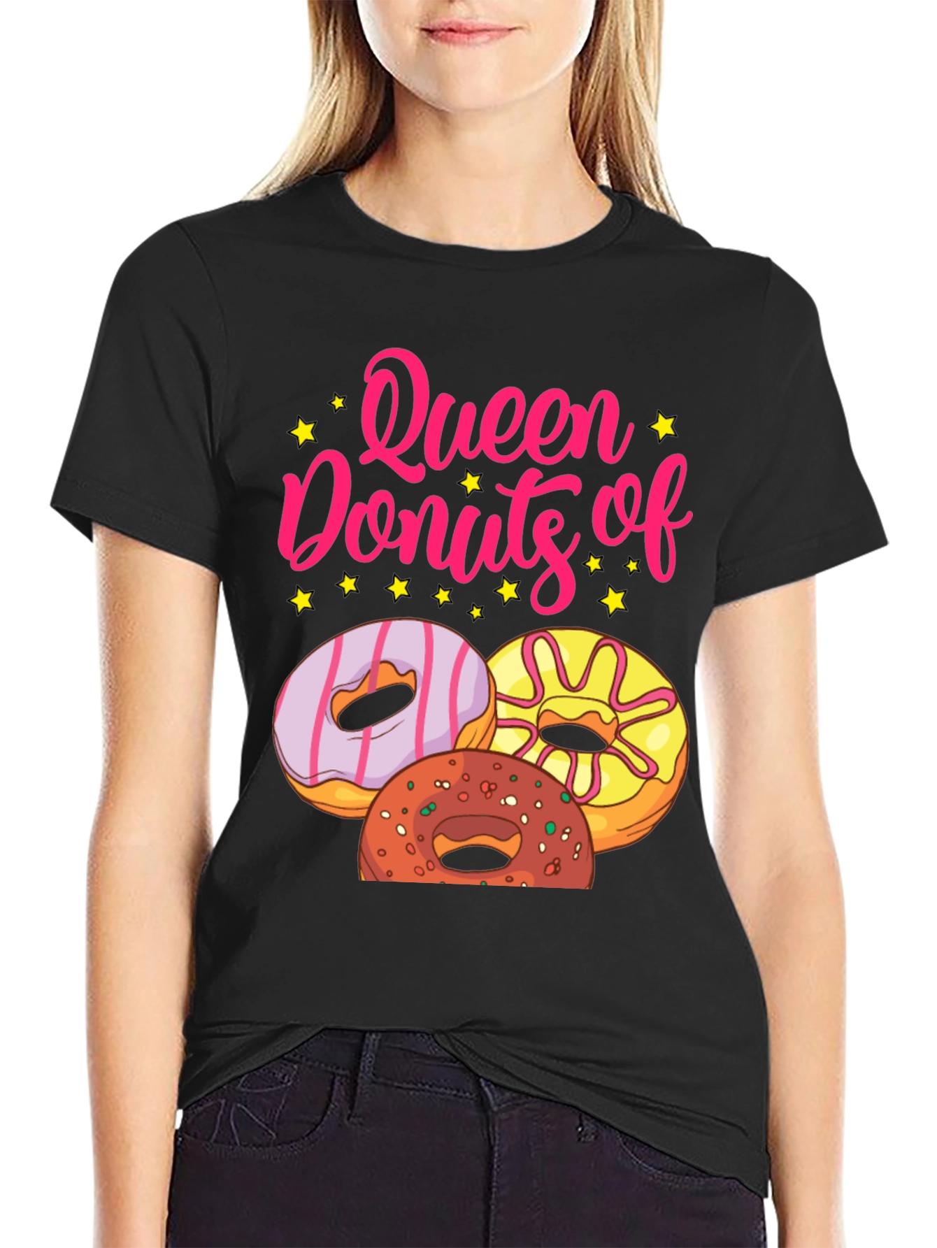 Black Queen of Donuts T-Shirt - Black Graphic Tee view 2