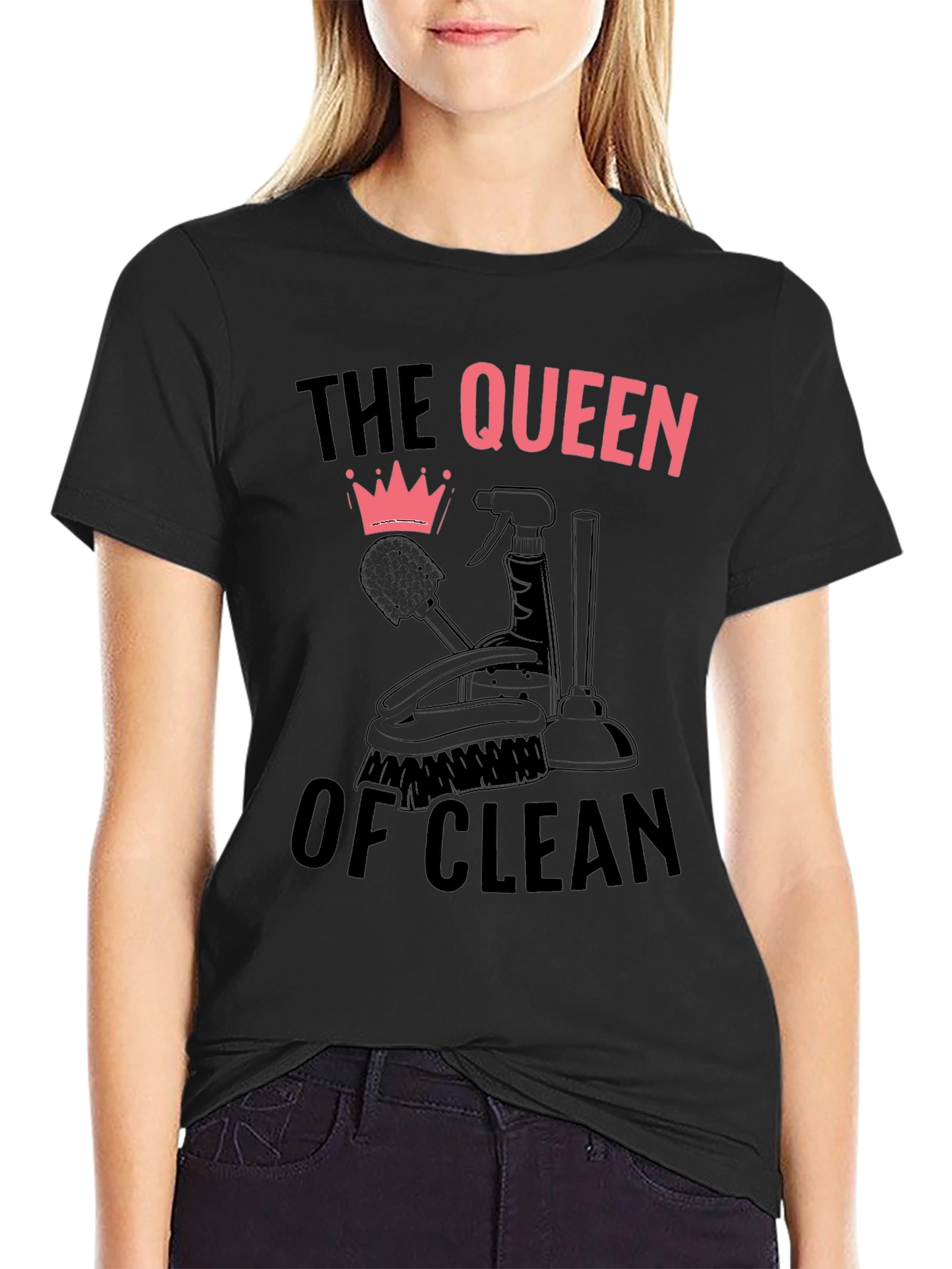 Black Queen of Clean Black Graphic T-Shirt view 2