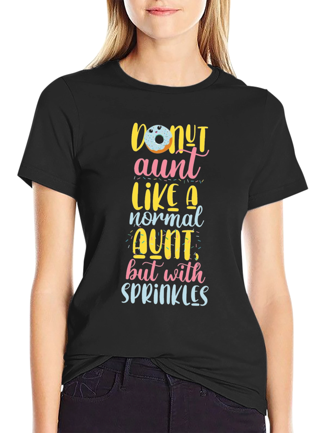 Black Donut Aunt Graphic Tee - Fun Aunt Shirt view 2