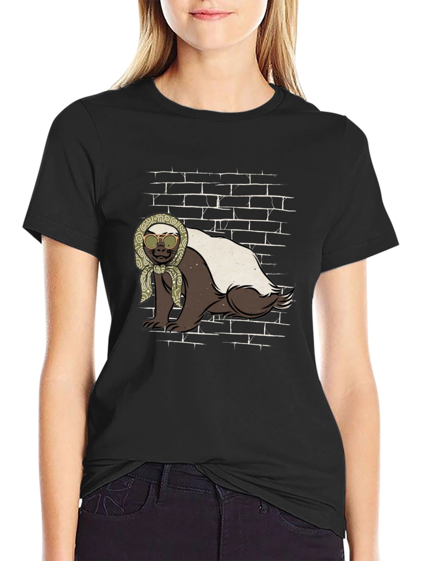 Black Honey Badger T-Shirt - Babushka Style view 2