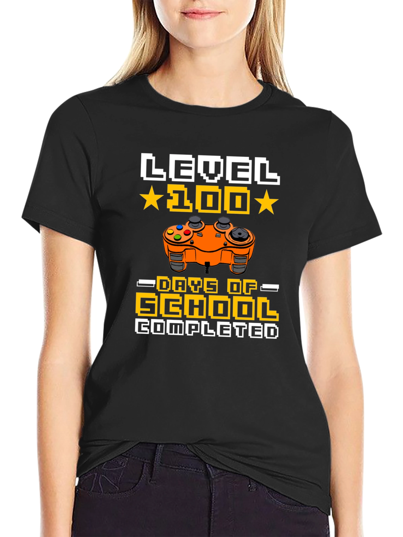 Level 100 Days of School Completed Gamer T-Shirt - 2