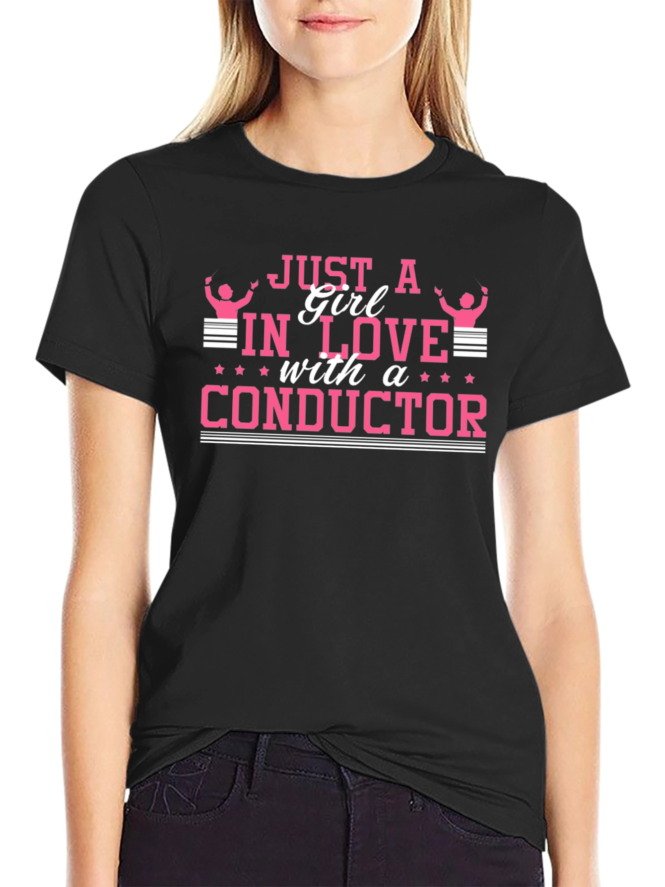 Black Just a Girl in Love with a Conductor T-Shirt view 2