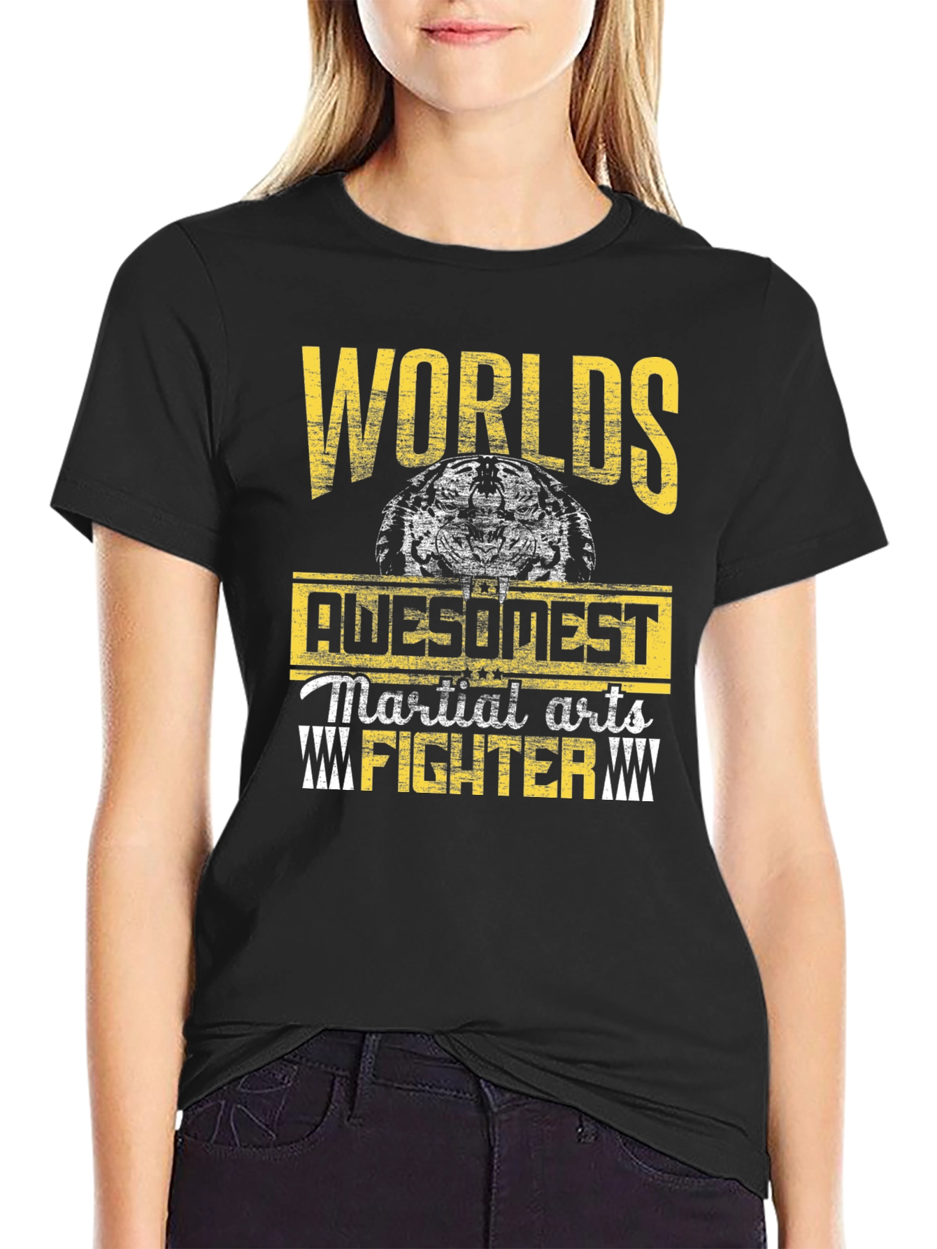 Black Worlds Awesomest Martial Arts Fighter Graphic T-Shirt view 2