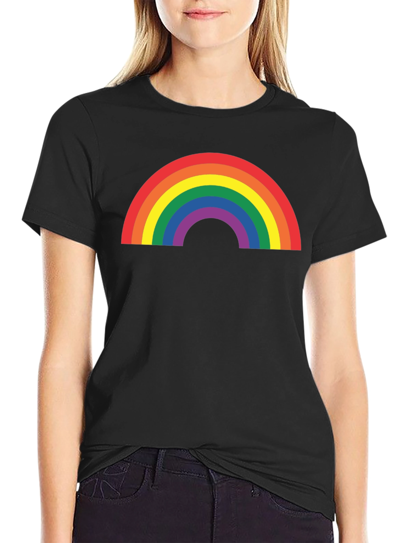 Black Rainbow Pride Graphic T-Shirt - Black Cotton Blend view 2