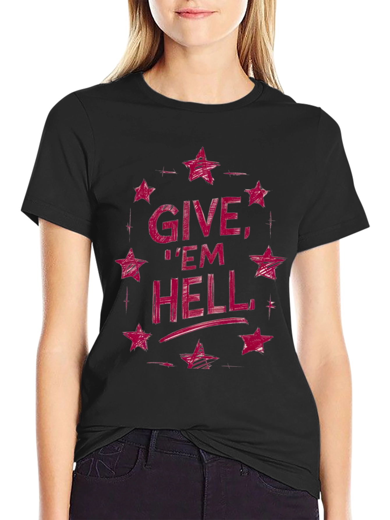 Black Give 'Em Hell Graphic Tee - Black view 2