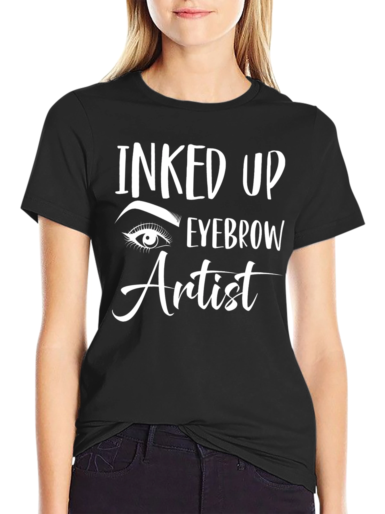 Black Inked Up Eyebrow Artist Graphic T-Shirt view 2