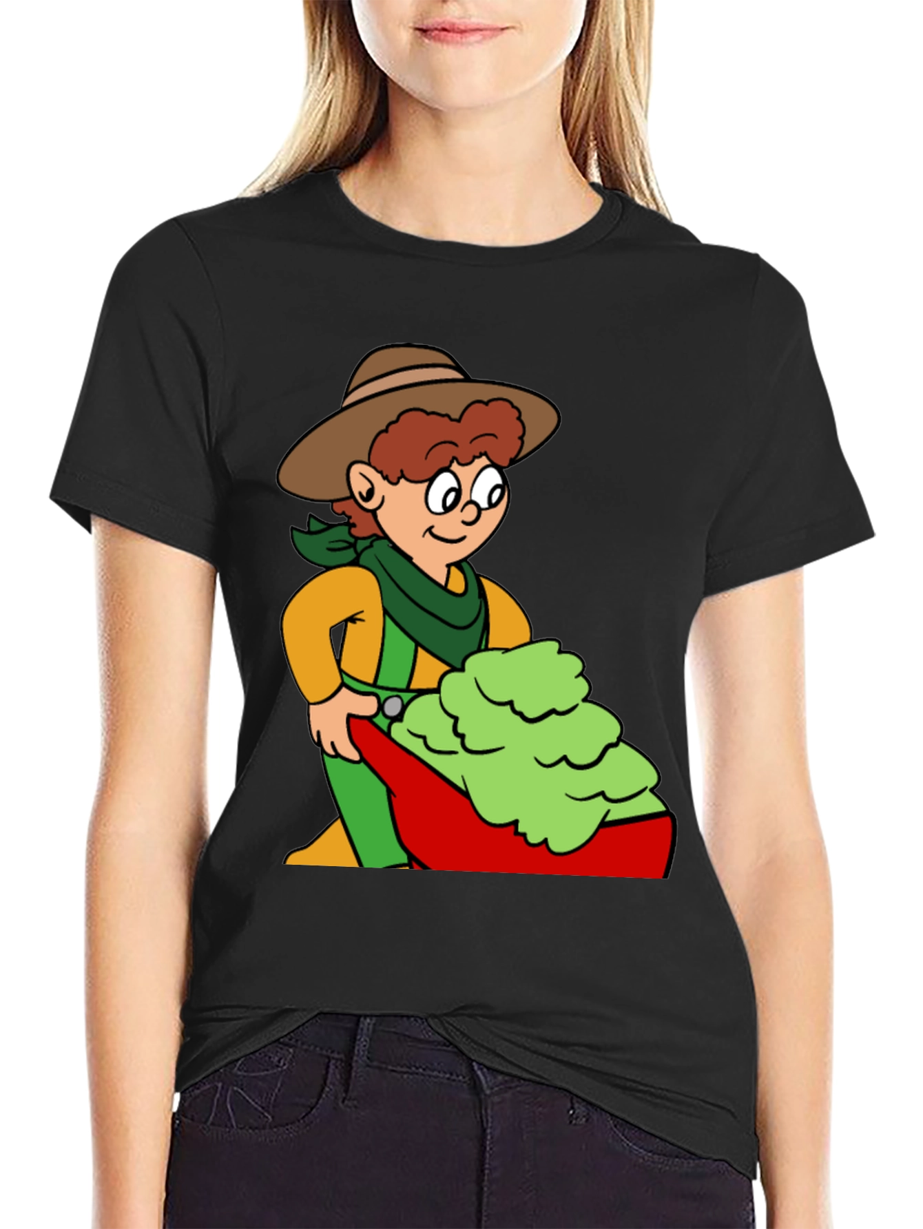 Black Cartoon Cowboy Avocado T-Shirt view 2