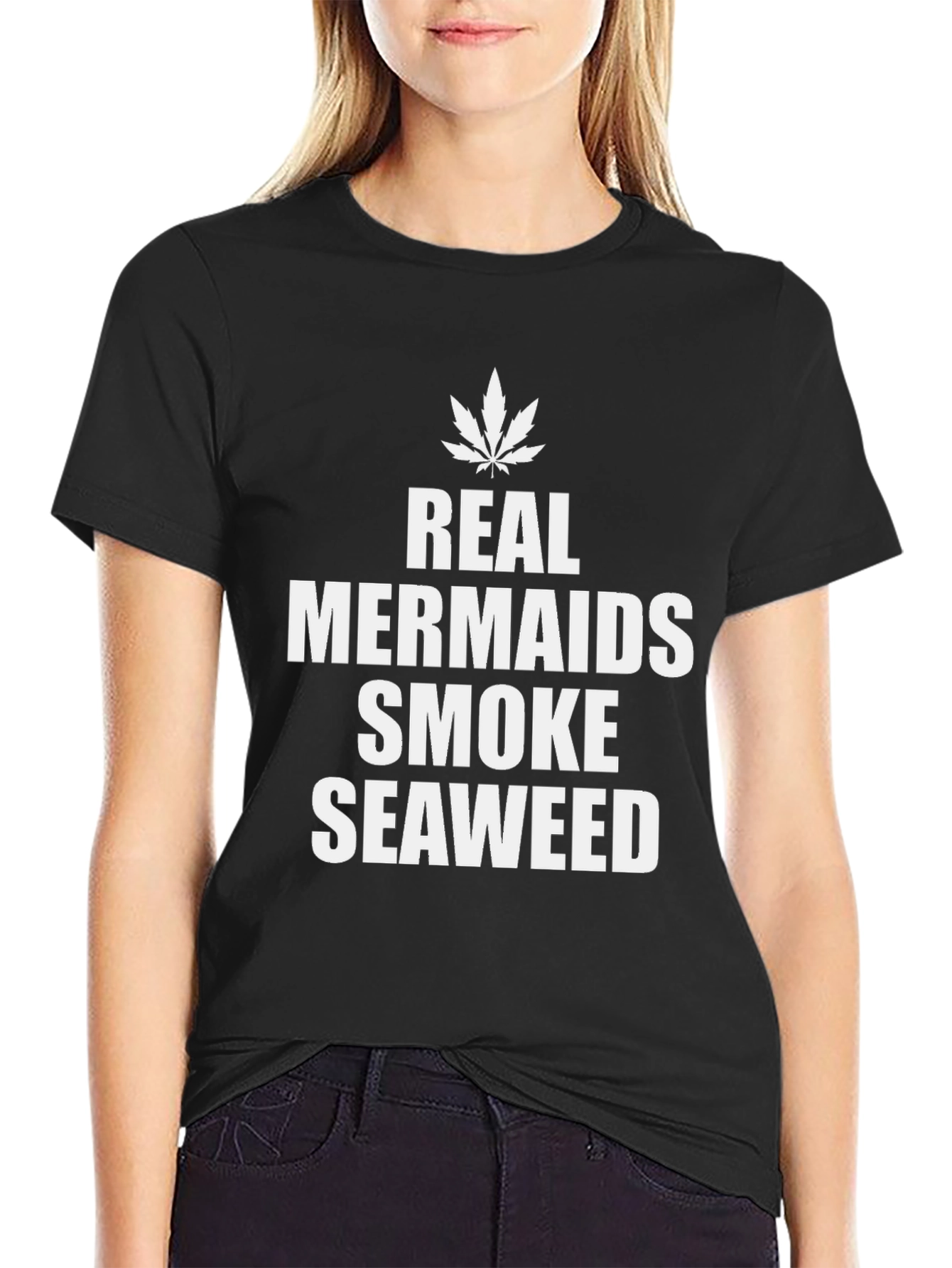 Black Real Mermaids Smoke Seaweed T-Shirt - Unisex view 2