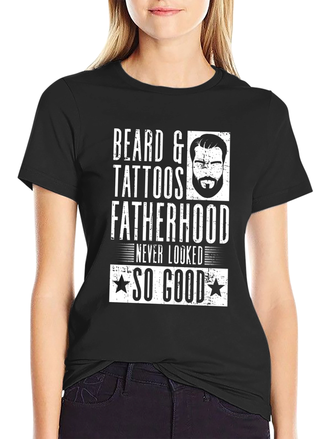 Black Beard & Tattoos Fatherhood Graphic Tee view 2
