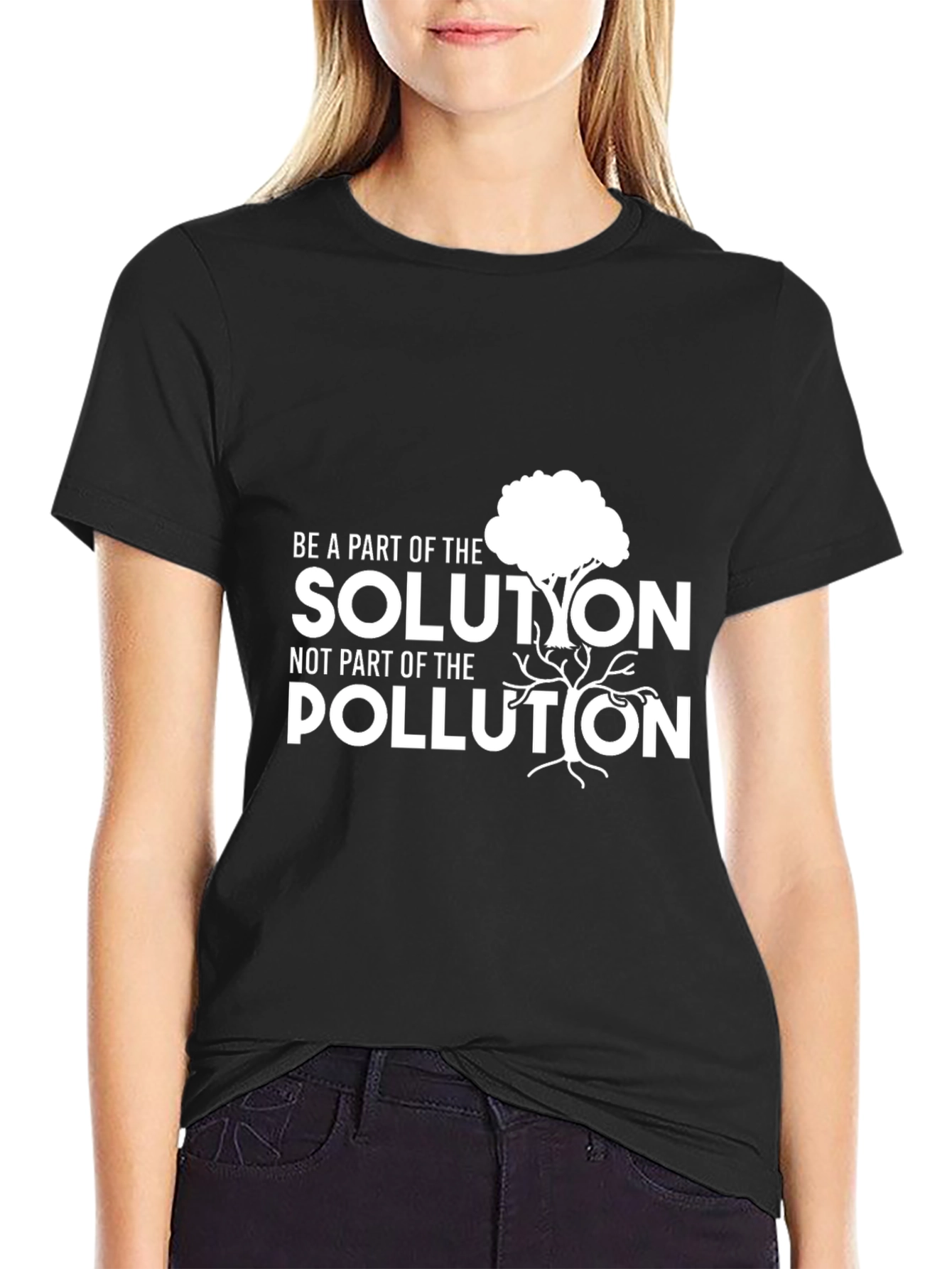 Black Eco-Friendly Graphic T-Shirt - Solution, Not Pollution view 2