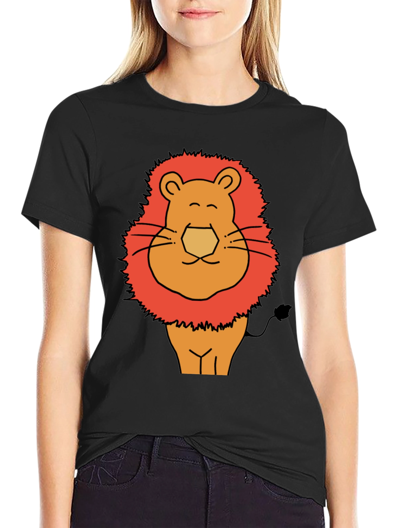 Black Funny Lion Graphic Tee - Men's Black T-Shirt view 2