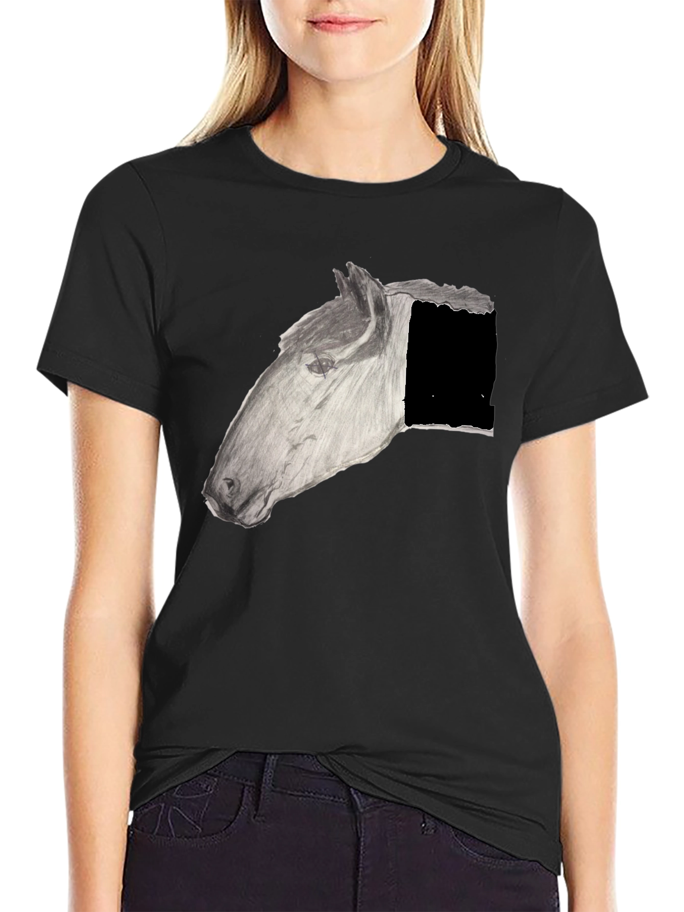 Black Horse Graphic Black T-Shirt view 2