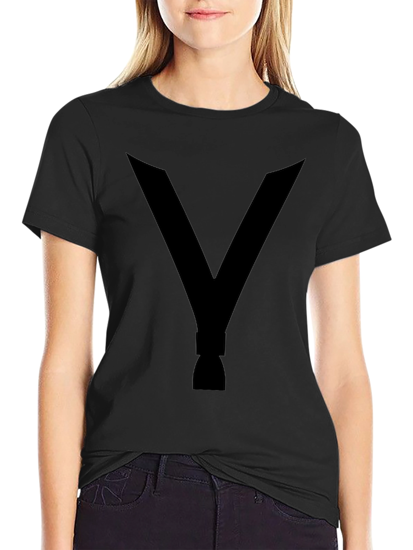 Black V Rocket Graphic Tee - Black Cotton T-Shirt view 2