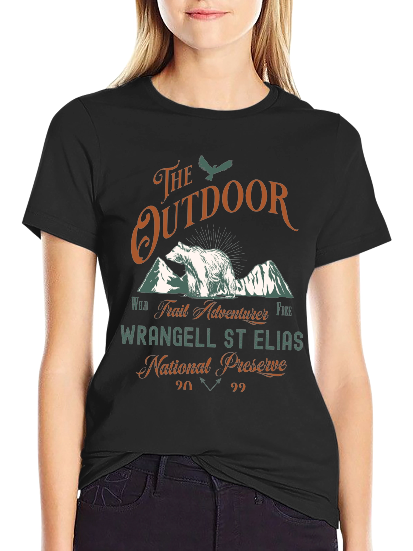 Black The Outdoor Wrangell St Elias National Preserve T-Shirt view 2