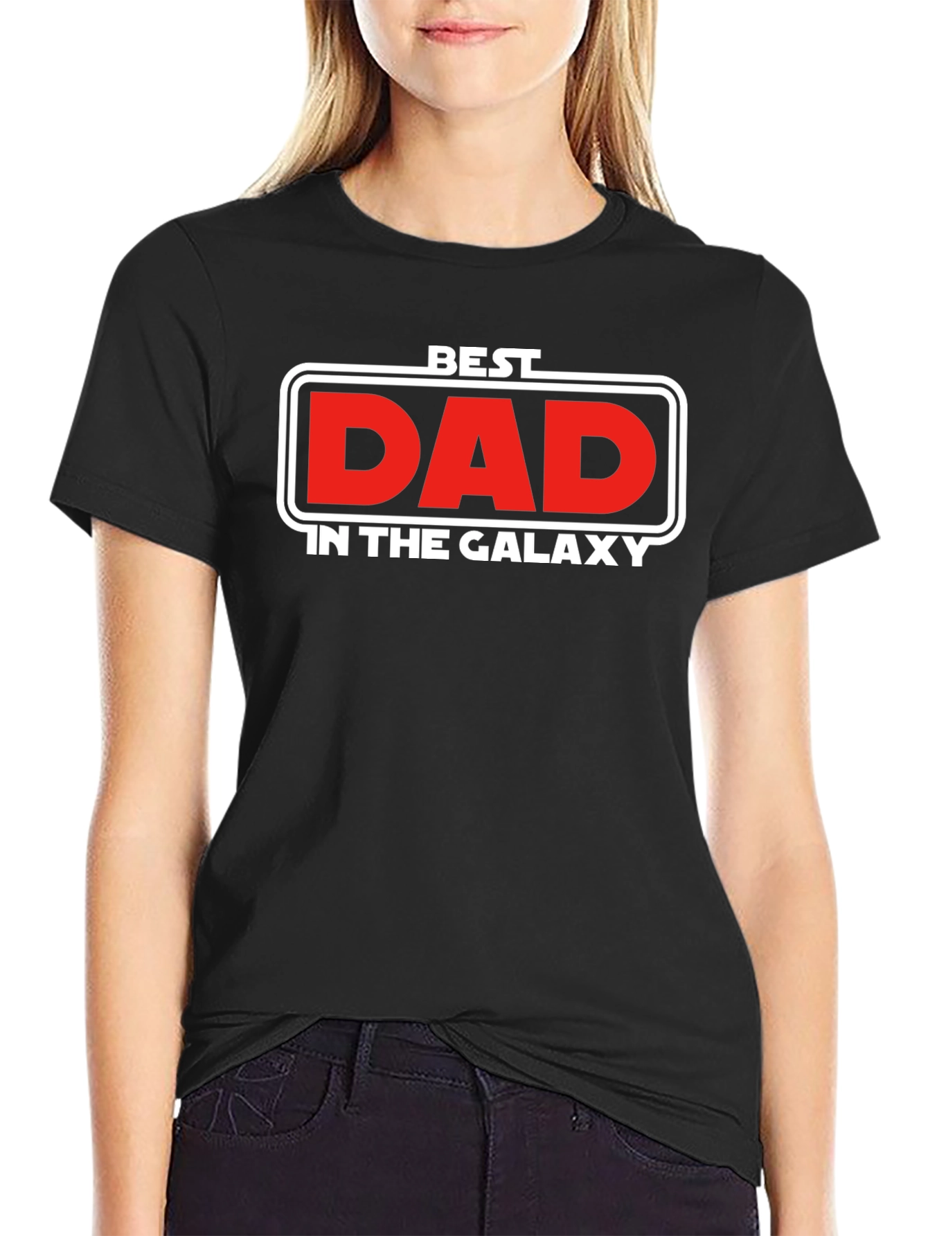 Black Best Dad in the Galaxy T-Shirt view 2