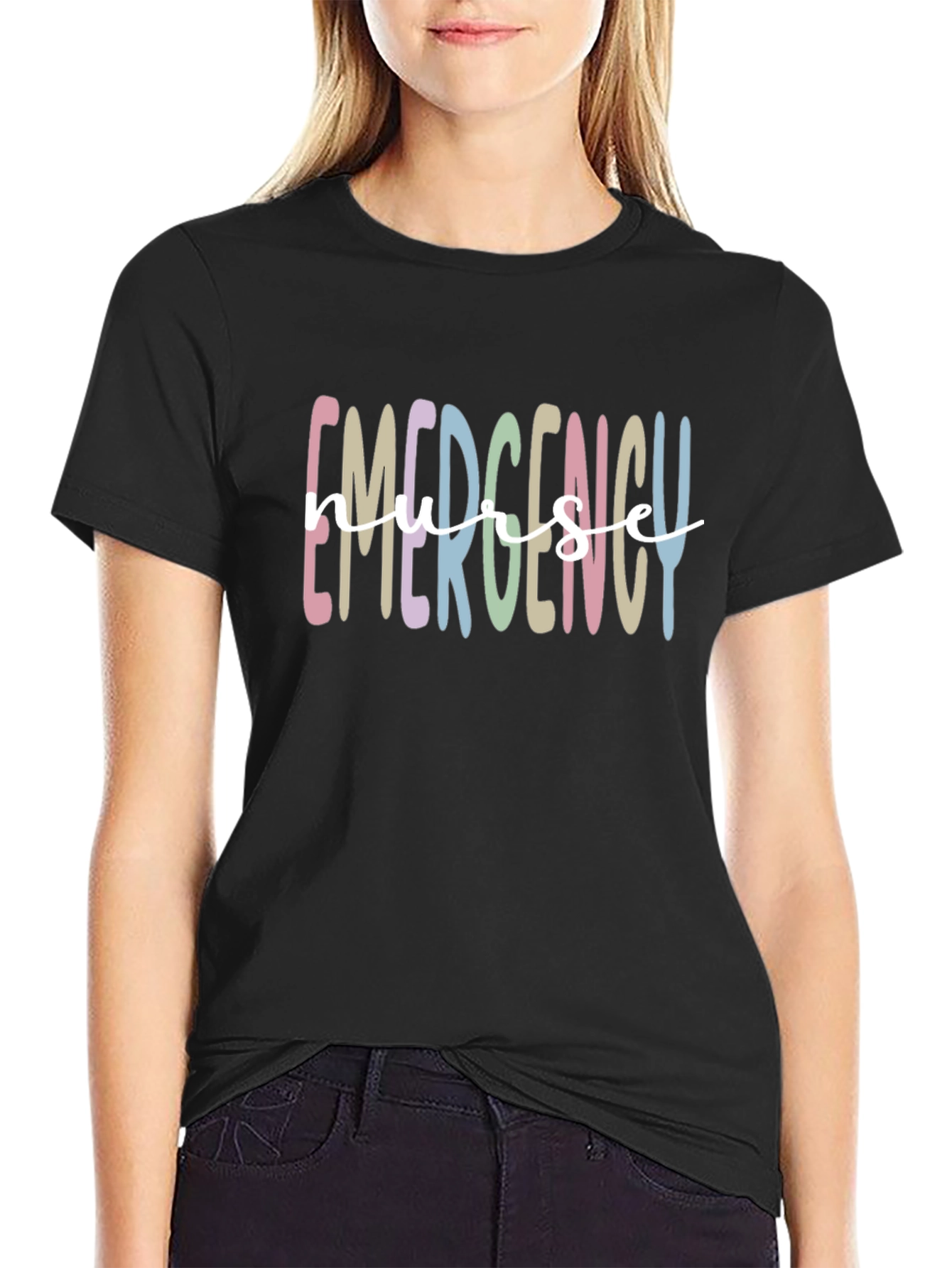 Black Emergency Nurse Graphic Tee view 2