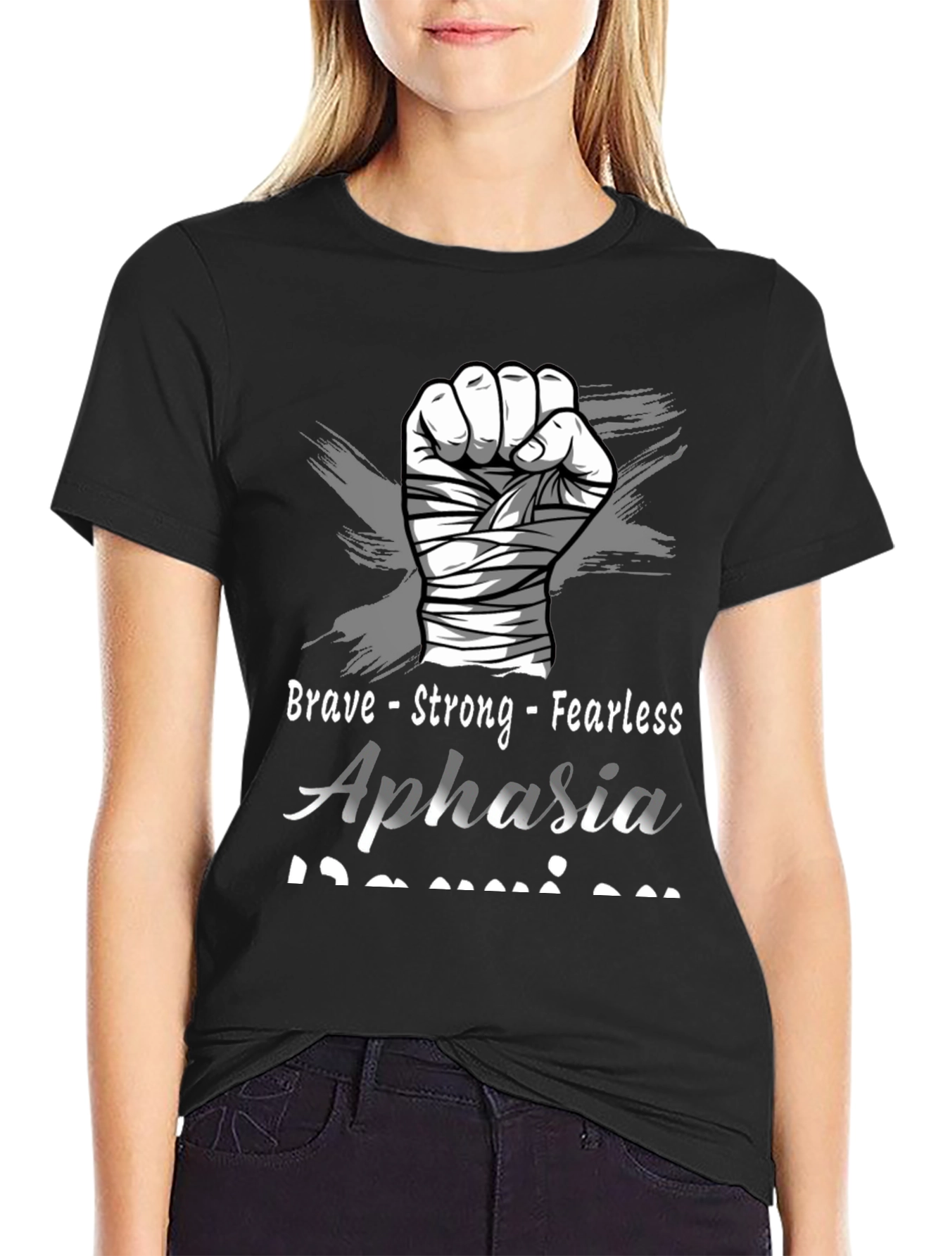 Black Brave Aphasia Awareness T-Shirt view 2