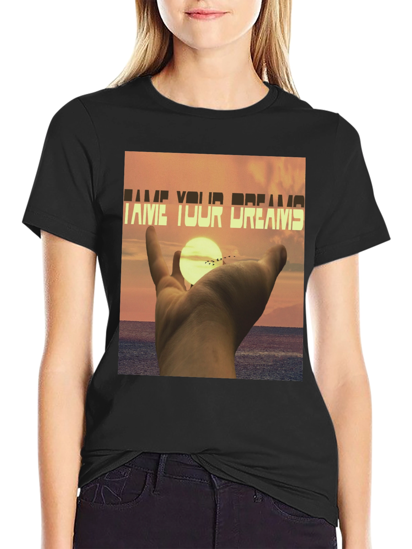 Black Tame Your Dreams Graphic T-Shirt - Unisex Fit view 2
