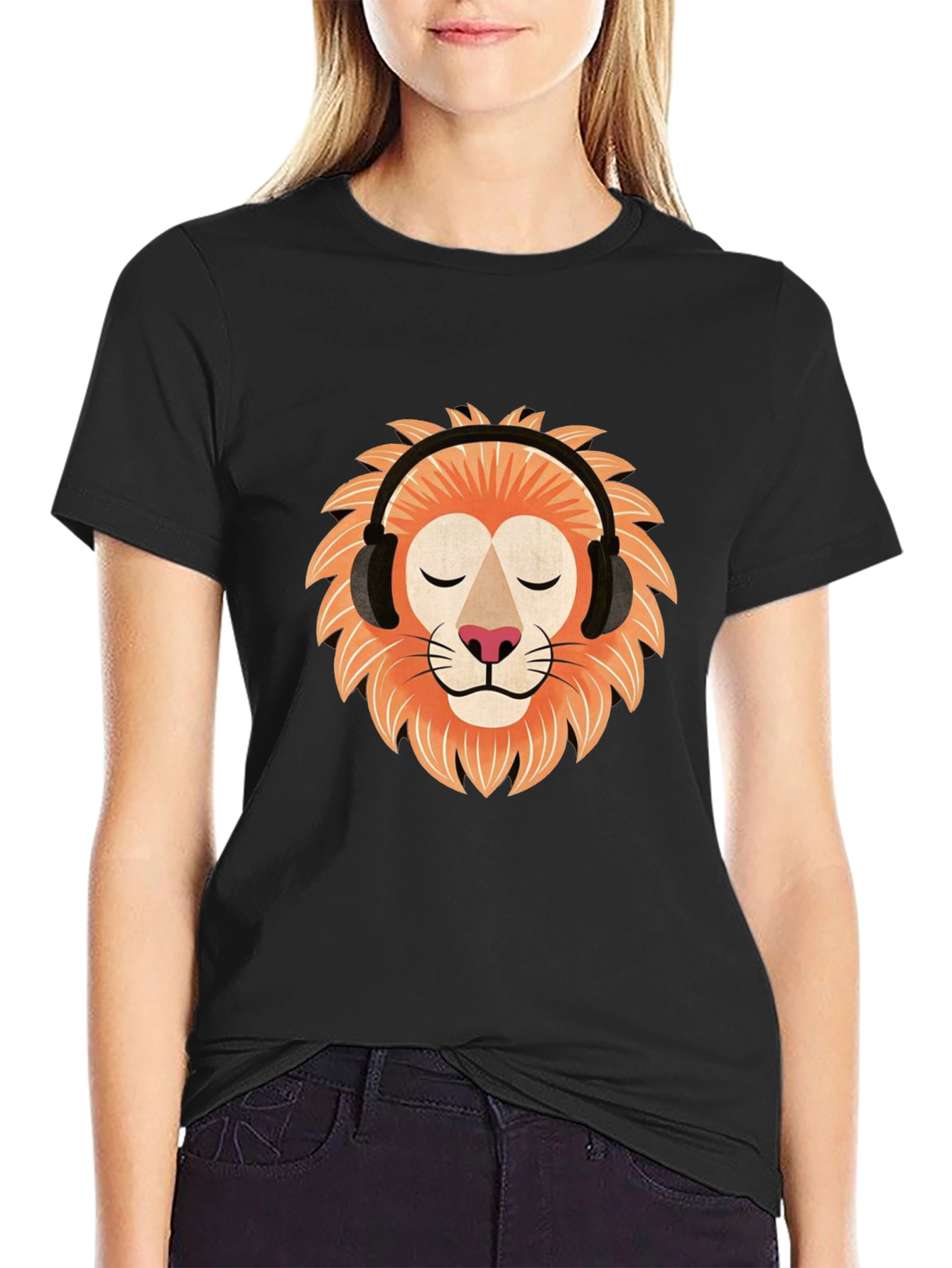 Black Lion Headphone Graphic Tee - Black Cotton view 2