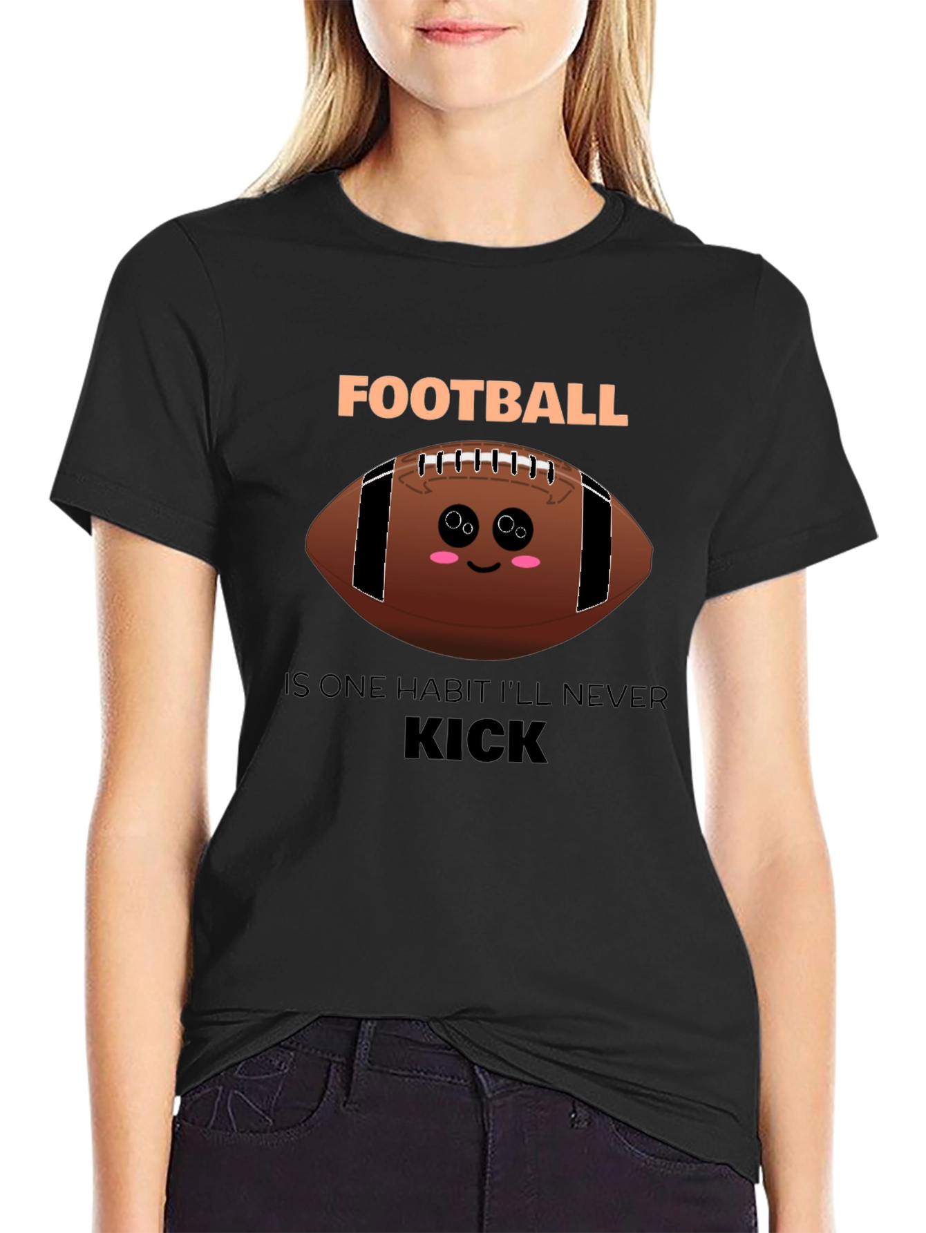 Black Funny Football Habit T-Shirt view 2